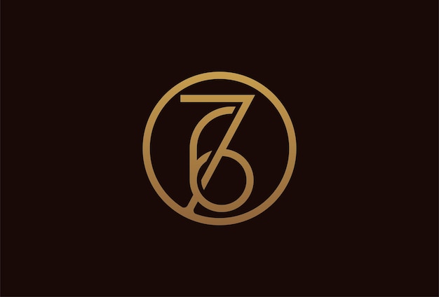 Logotipo de aniversario de 76 años, círculo de línea dorada con número dentro, plantilla de diseño de número dorado