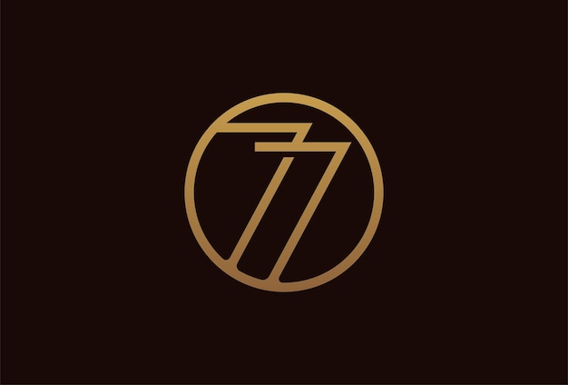 Logotipo de aniversario de 77 años, círculo de línea dorada con número dentro, plantilla de diseño de número dorado