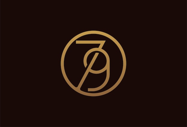 Logotipo de aniversario de 79 años, círculo de línea dorada con número dentro, plantilla de diseño de número dorado