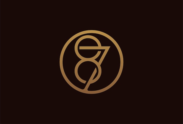 Logotipo de aniversario de 87 años, círculo de línea dorada con número dentro, plantilla de diseño de número dorado