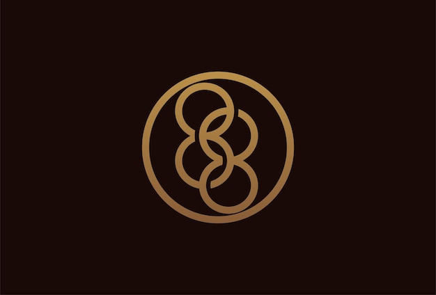 Logotipo de aniversario de 88 años, círculo de línea dorada con número dentro, plantilla de diseño de número dorado