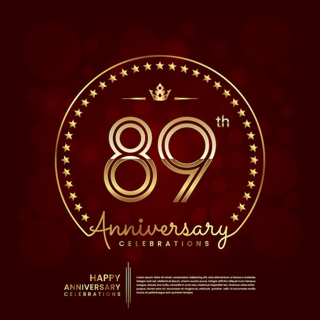 logotipo de aniversario de 89 años en color dorado