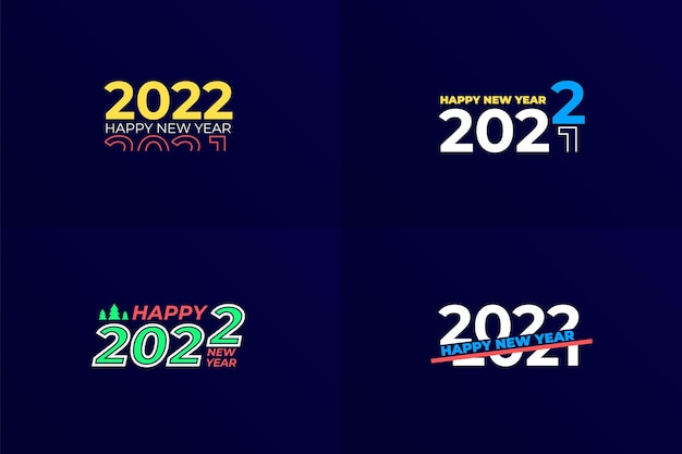 Logotipo de año nuevo 2022 Número feliz signos calendario fondo creativo Números de arte decorativo fiesta de eventos o elementos vectoriales festivos recientes