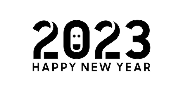 Logotipo de año nuevo 2023 con tema de sonrisa