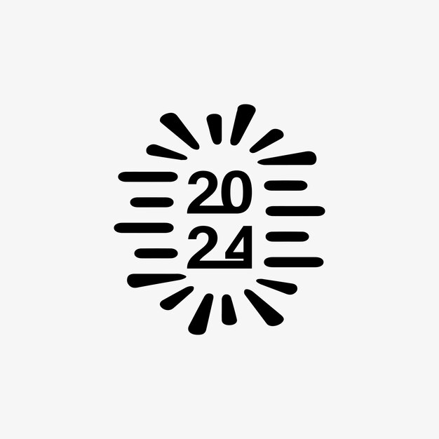 Logotipo de año nuevo y navidad 2024 diseño e ilustración del número 2024