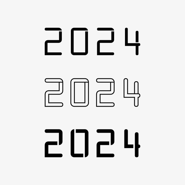 Logotipo de Año Nuevo y Navidad 2024 Diseño e ilustración del número 2024
