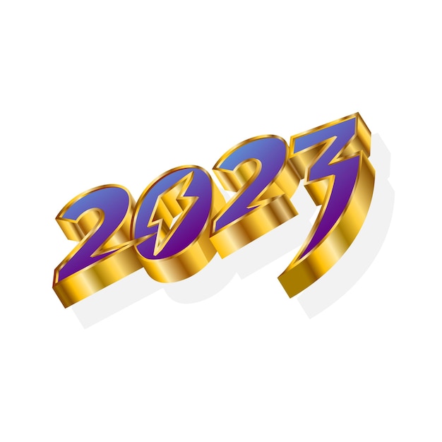 Logotipo de año nuevo de oro 3d 2023