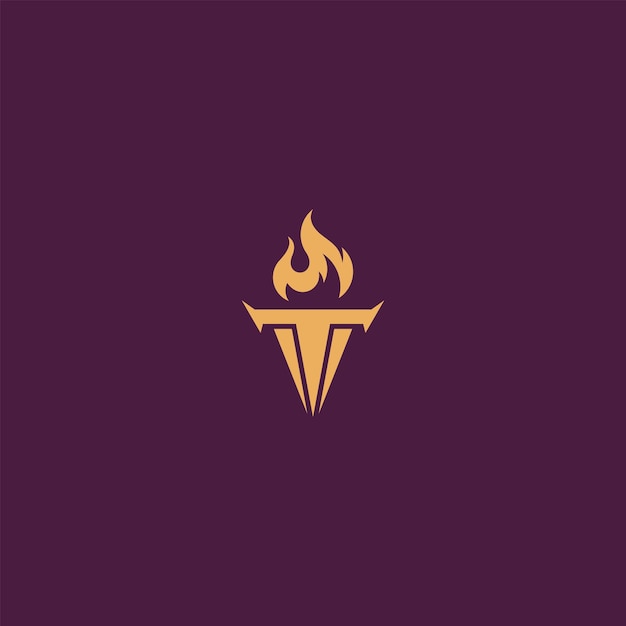 logotipo de la antorcha con combinación de letras T en diseño vectorial plano