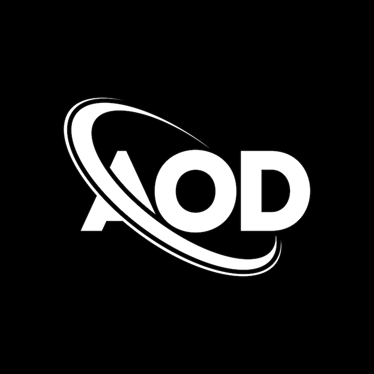 Vector logotipo aod (literatura aod) diseño de logotipo de letra aod iniciales logotipo aod vinculado con círculo y mayúscula logotipo monograma aod tipografía para negocios tecnológicos y marca inmobiliaria