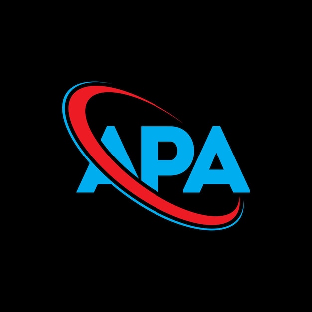 El logotipo de APA, letra APA, diseño del logotipo de la letra APA, iniciales APA, logotipo vinculado con círculo y monograma en mayúsculas, logotipo APA, tipografía para negocios tecnológicos y marca inmobiliaria.