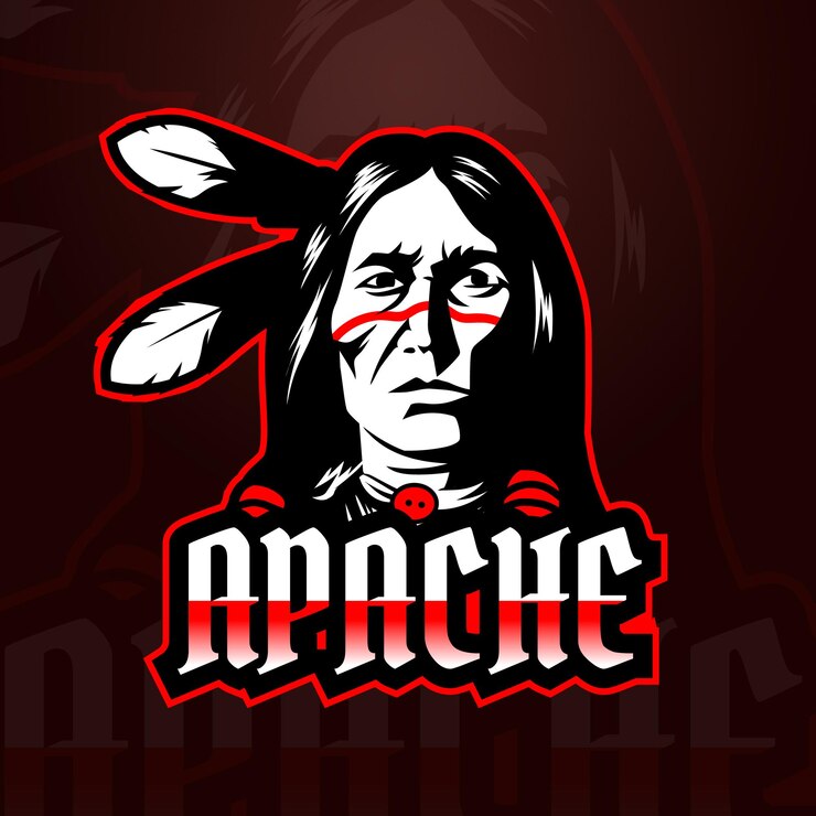 Logotipo de apache esport indio dibujado a mano