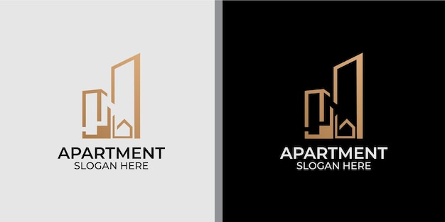 Logotipo de apartamento minimalista con diseño de logotipo de estilo de arte lineal