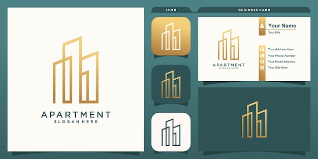 Logotipo de apartamento moderno para negocios Vector Premium