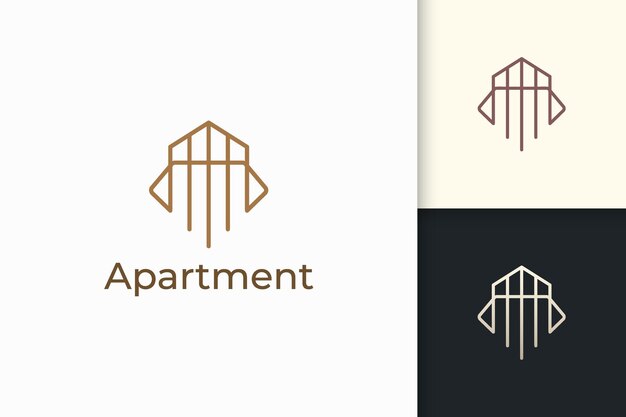 Logotipo de apartamento o propiedad en línea simple para negocios inmobiliarios