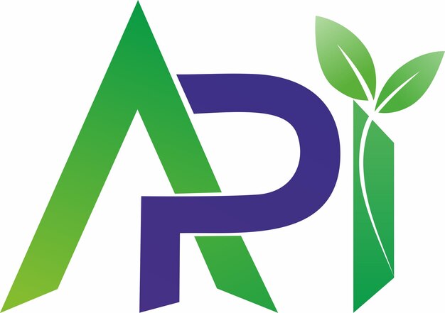 logotipo de api con una hoja y una hoja con una hoja verde en él
