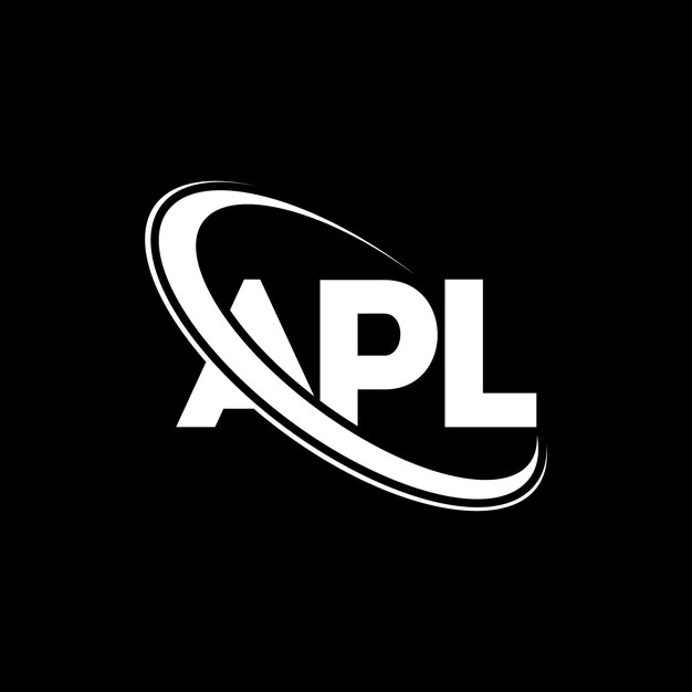 El logotipo de APL, la letra APL, el diseño del logotipo de la carta APL, las iniciales, el logotipo APL vinculado con un círculo y un monograma en mayúsculas, la tipografía APL para el negocio tecnológico y la marca inmobiliaria.