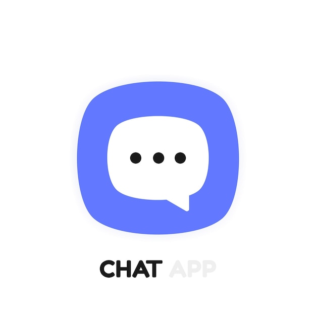 Logotipo de la aplicación de chat Diseño de etiqueta de Sms Messenger para aplicación móvil Conversación en línea con mensaje de texto Concepto de diseño de interfaz de usuario Ilustración vectorial