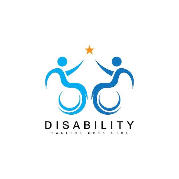 Vector logotipo de apoyo moderno para personas con discapacidad