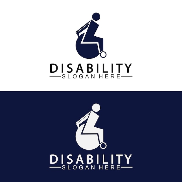 Vector logotipo de apoyo para personas con discapacidad apasionada ilustración del logotipo de la silla de ruedas