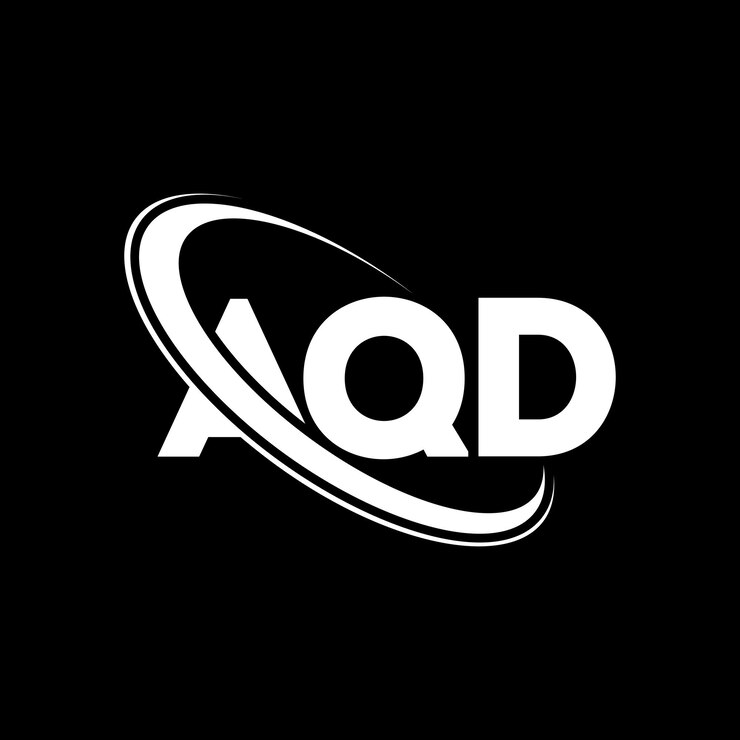 Vector el logotipo de aqd, la letra aqd, el diseño del logotipo, las iniciales, el logotipo aqd vinculado con un círculo y un monograma en mayúsculas, la tipografía aqd para el negocio tecnológico y la marca inmobiliaria.