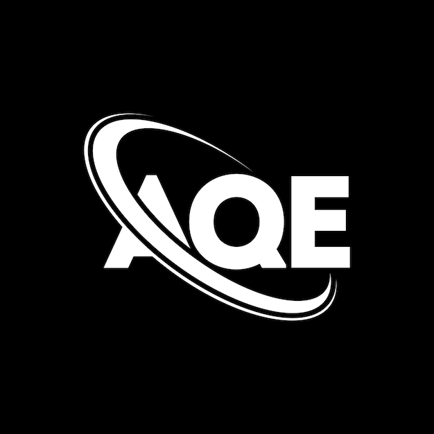 Vector el logotipo de aqe, la letra aqe, el diseño del logotipo, las iniciales, el logotipo aqe vinculado con un círculo y un monograma en mayúsculas, la tipografía aqe para el negocio tecnológico y la marca inmobiliaria.