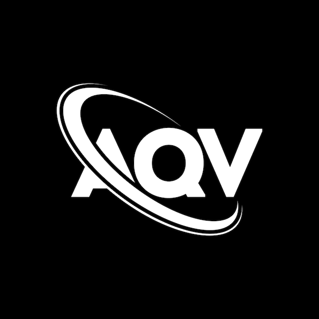 El logotipo AQV, la letra AQV, el diseño del logotipo, las iniciales AQV, vinculado con círculo y mayúscula, el logotipo del monograma, la tipografía AQV para el negocio tecnológico y la marca inmobiliaria.