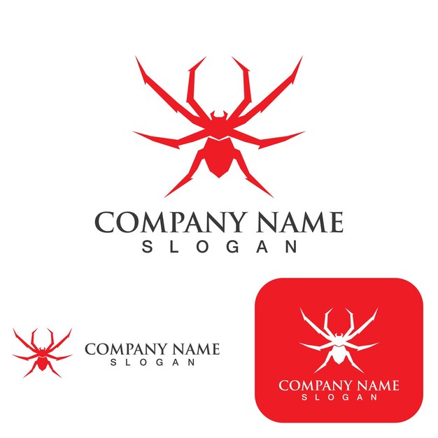 Logotipo de araña y elementos de plantilla de vector de símbolo