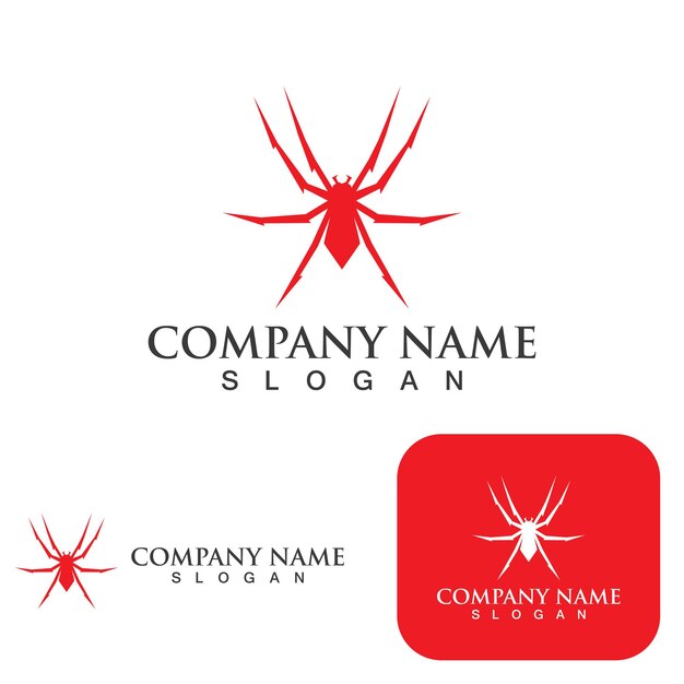 Logotipo de araña y elementos de plantilla de vector de símbolo