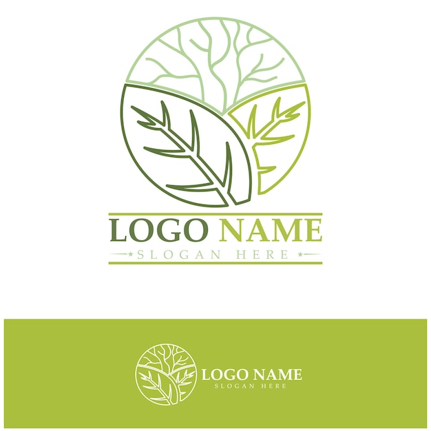 Logotipo de árbol abstracto para la naturaleza forestal y del parque con una combinación de elementos de línea vectorial para diseños de negocios agricultura conceptos ecológicos vegetación y belleza natural