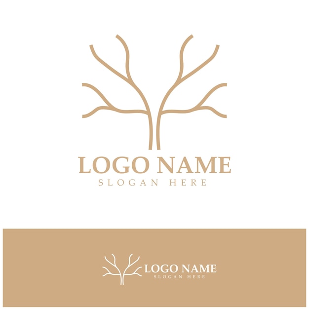 Logotipo de árbol abstracto para la naturaleza forestal y del parque con una combinación de elementos de línea vectorial para diseños de negocios agricultura conceptos ecológicos vegetación y belleza natural