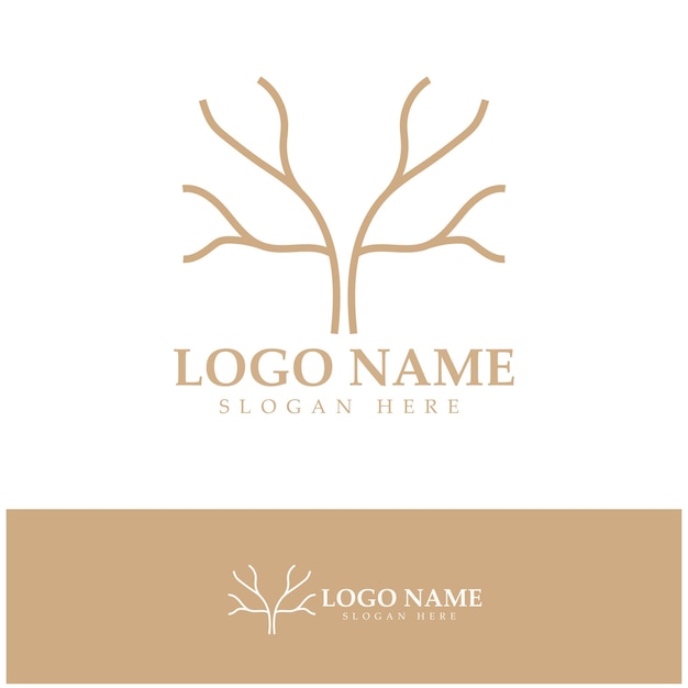 Logotipo de árbol abstracto para la naturaleza forestal y del parque con una combinación de elementos de línea vectorial para diseños de negocios agricultura conceptos ecológicos vegetación y belleza natural