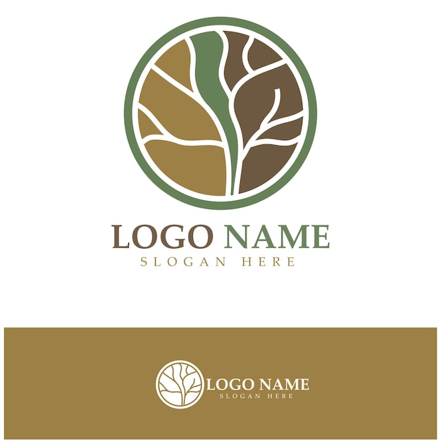 Logotipo de árbol abstracto para la naturaleza forestal y del parque con una combinación de elementos de línea vectorial para diseños de negocios agricultura conceptos ecológicos vegetación y belleza natural