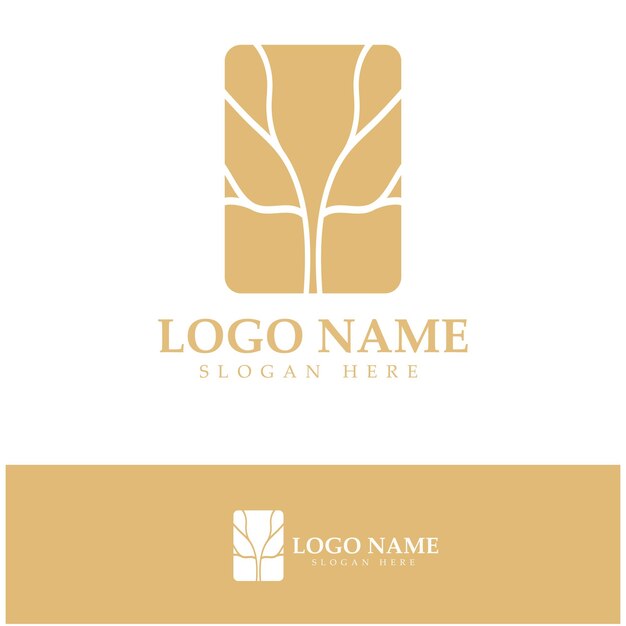 Logotipo de árbol abstracto para la naturaleza forestal y del parque con una combinación de elementos de línea vectorial para diseños de negocios agricultura conceptos ecológicos vegetación y belleza natural