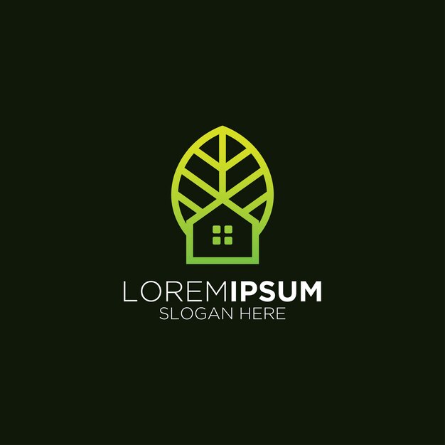 logotipo de árbol de bosque de hojas de casa