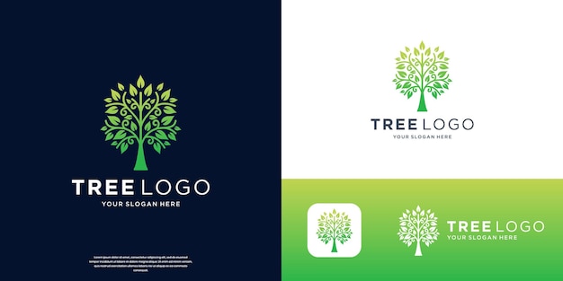 Logotipo del árbol botánico de la vida Planta de productos naturales Lámaras de spa de bienestar botánico