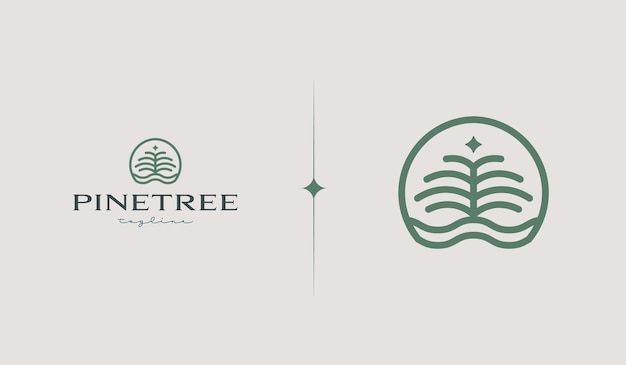 Logotipo de árbol boutique Diseño lineal Vector Stock Hojas geométricas abstractas Logotipo Plantilla de diseño de bienestar Ilustración de vector de logotipo de naturaleza de hoja
