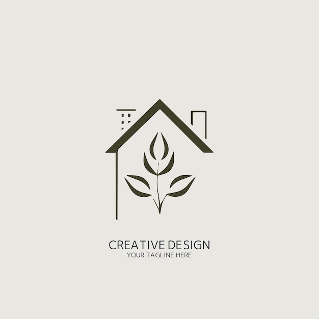 Logotipo de árbol y casa