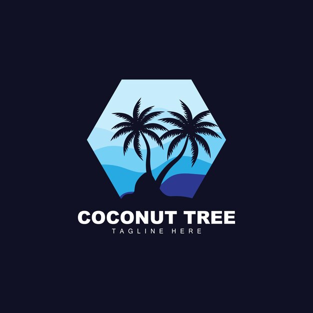 Vector logotipo de árbol de coco diseño de vectores de árboles oceánicos para plantillas marca de producto logotipo de objeto de turismo de playa