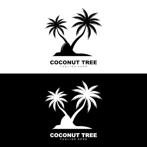 Logotipo de árbol de coco Diseño de vectores de árboles oceánicos para plantillas Marca de producto Logotipo de objeto de turismo de playa