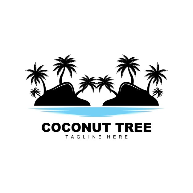 Logotipo de árbol de coco Diseño de vectores de árboles oceánicos para plantillas Marca de producto Logotipo de objeto de turismo de playa