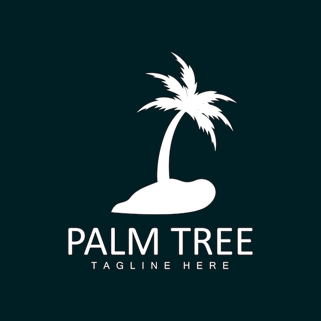 Logotipo de árbol de coco Palmera Puesta de sol Playa Vector Elegante Minimalista Diseño simple Símbolo Plantilla Icono