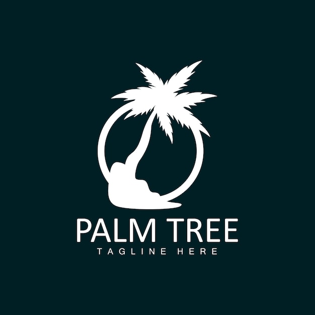 Logotipo de árbol de coco Palmera Puesta de sol Playa Vector Elegante Minimalista Diseño simple Símbolo Plantilla Icono