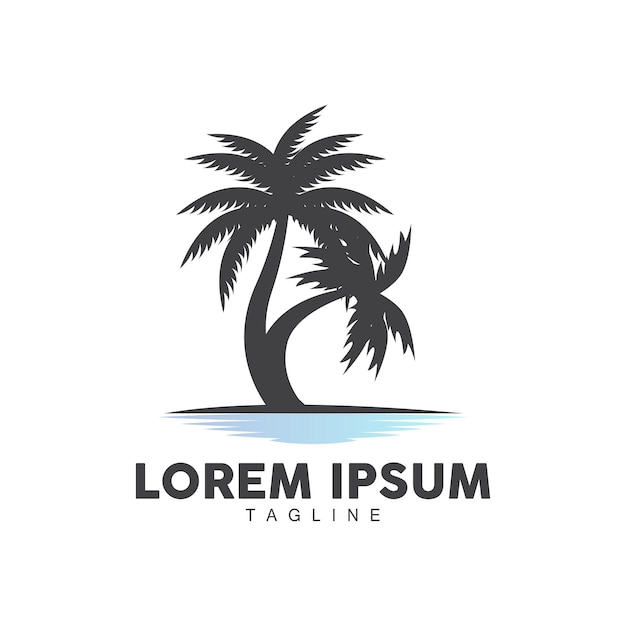 Logotipo de árbol de coco Palmera Puesta de sol Playa Vector Elegante Minimalista Diseño simple Símbolo Plantilla Icono