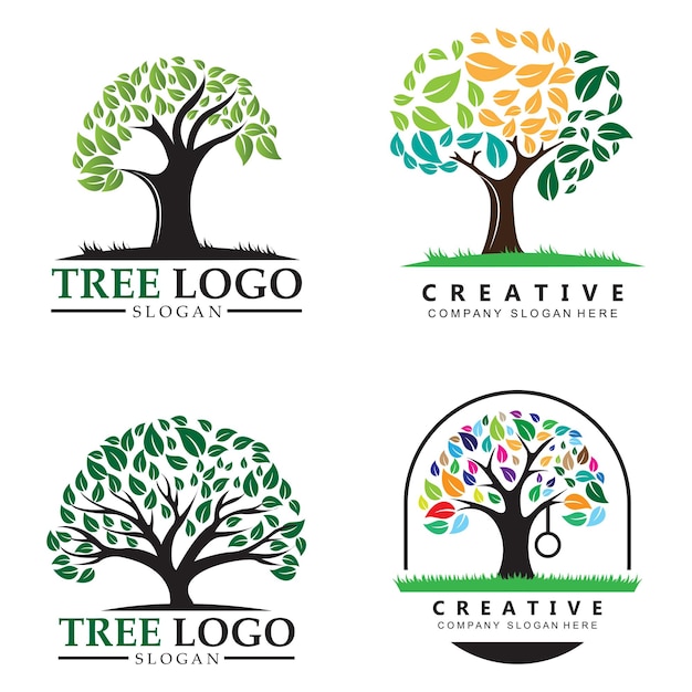 Logotipo de árbol de cuidado infantil Equilibrio de diseño educativo y diseño de vida Ilustración vectorial