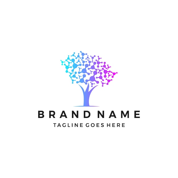 logotipo de árbol digital logotipo de árbol tecnológico logotipo de árbol creativo ilustración vectorial