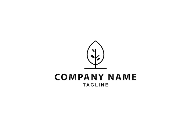 logotipo de árbol con diseño de vector lineal simple