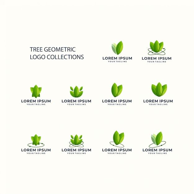 Logotipo de árbol geométrico establece plantilla de icono