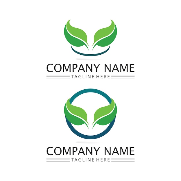 LOGOTIPO DE ÁRBOL DE HOJAS Y NATURALEZA PARA VECTOR DE NEGOCIOS ICONO DE DISEÑO DE ECOLOGÍA DE PLANTA VERDE