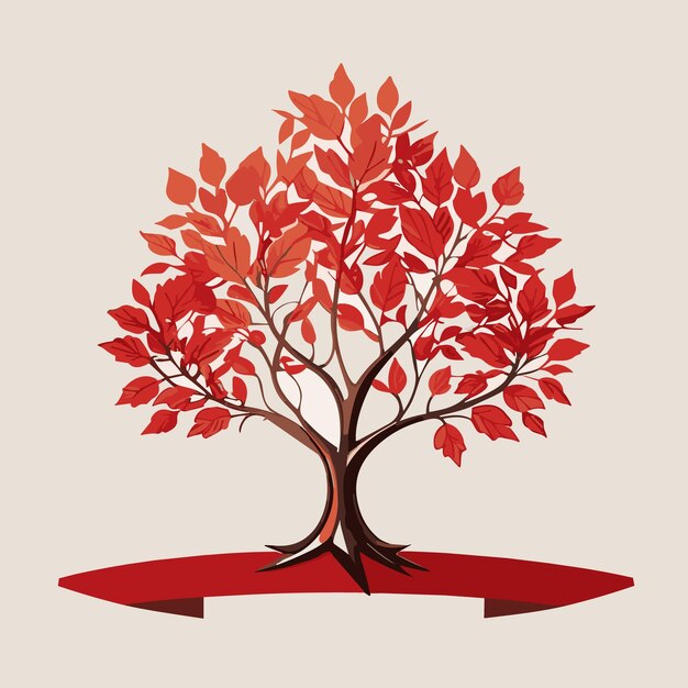 logotipo del árbol con hojas rojas