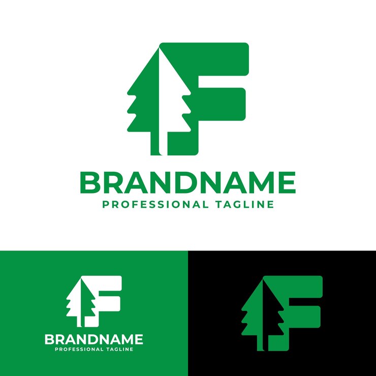 Vector logotipo del árbol de la letra f para cualquier marca ambiental con la inicial f